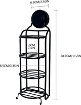 Douchewand 4-laags rond zeeprek Roestvrij stalen staaf Douche Badkamer Zelfafvoerend Roestvrij rek Sterke douchewandstang zonder boren Zeeprek Badkamer Keuken (zwart)