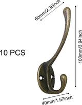 15 stuks dubbele wandhaken, wandjashaken en 10 stuks zwanenhals-haken, kledinghaken met schroeven, voor garderobehaken, badkamer, keuken, retro
