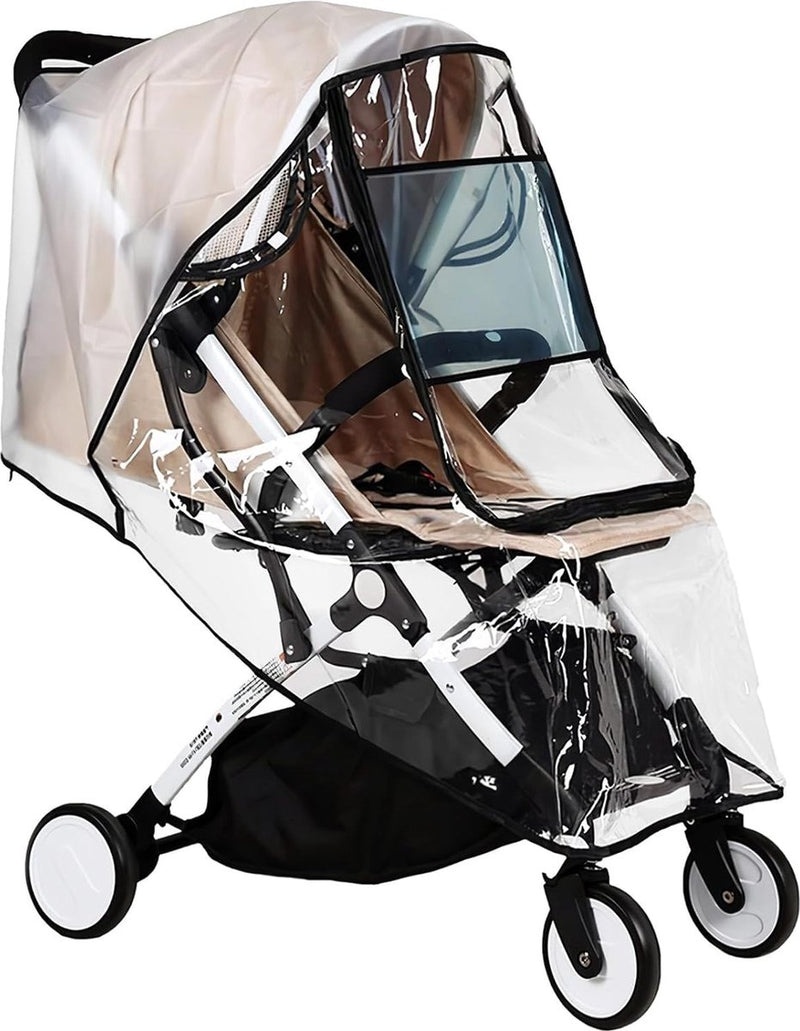 Regenbescherming voor kinderwagen, regenhoes met frontcontactvenster, kinderwagenscherm van EVA-materiaal, goede luchtcirculatie, vrij van schadelijke stoffen, transparant