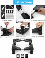 Mini-koelkaststandaard met 4 sterke voeten, universele wasmachine- en drogerbasis Verstelbare koelkaststandaard, multifunctionele wasmachinebasis voor kleine apparaten, zwart