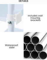 Badkamerrek boven wit toilet, bespaar ruimte met 3 planken, waterdicht opbergrek, in hoogte verstelbare poten (wit-metallic)