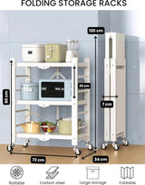 Plank om op te bergen. Modulair multifunctioneel rek Plank met wielen. Inklapbare staande plank. Meubels voor keuken, badkamer, slaapkamer, woonkamer met 3 opbergvakken.