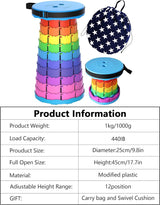 Telescopische kruk met kussen, opvouwbaar, lichtgewicht en draagbaar, kruk voor volwassenen, campingkruk voor wandelen, reizen, barbecue, maximale belasting 200 kg, met draagtas