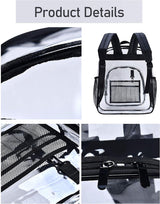 Transparante pvc-schoolrugzak, transparante rugzak, transparante boekentas voor werk en reizen, ideaal voor dagelijks gebruik, school en reizen