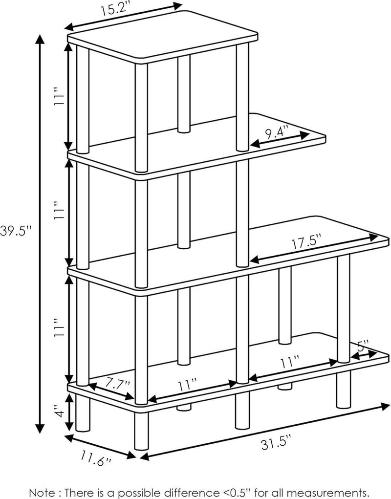 Decoratieve plank met 4 niveaus, hout, espresso/zwart, 29,49 x 80 x 100,2 cm
