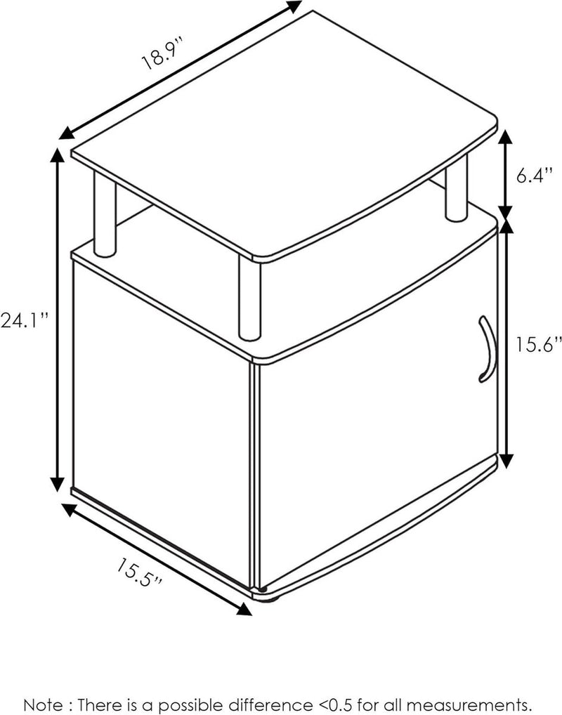 Utility Design bijzettafel, nachtkastje, Columbia walnoot/zwart, 48 (B) x 61,2 (H) x 39,4 (D) cm