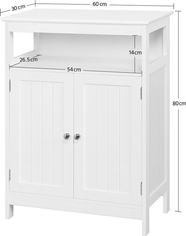 Badkamerkast vrijstaande keukenkast met verstelbare plank en dubbele deur vrijstaande badkamer wit 60 x 30 x 80 cm