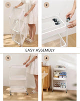 Extra keukenwagen Opvouwbare groente- en fruitwagen, multifunctioneel. Keukenplank met wielen. Servicewagen met 3 opbergniveaus voor huishouden, badkamer, woonkamer, terras