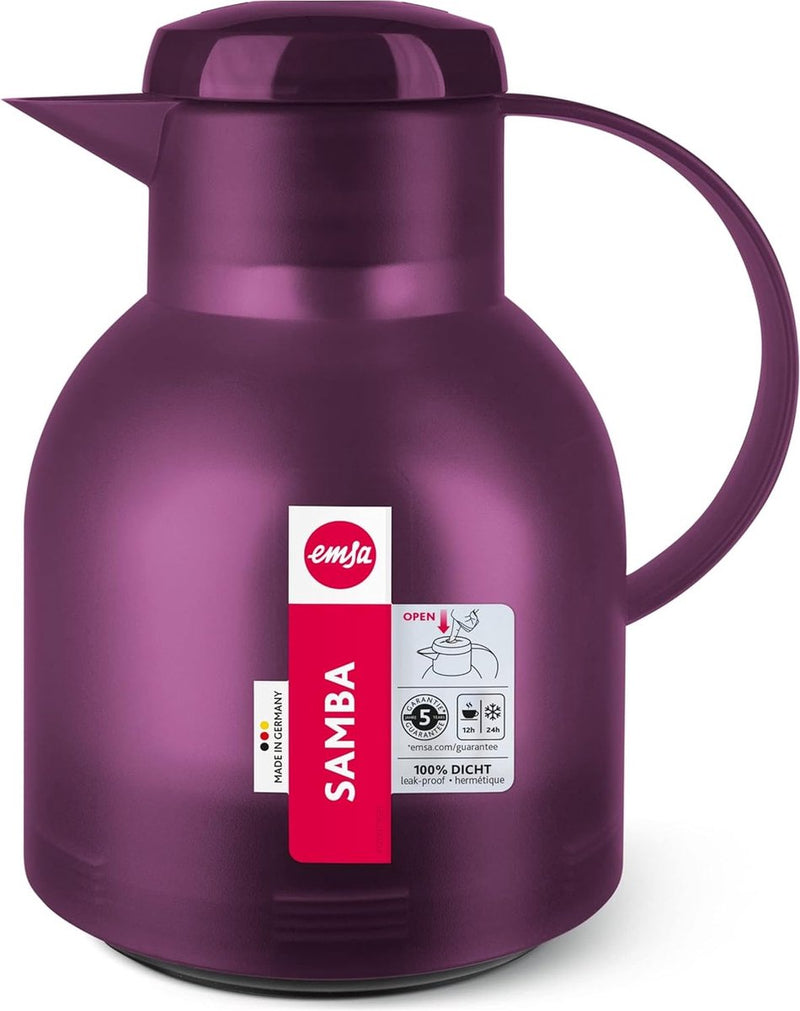 thermoskan met quick-press-sluiting, inhoud 1 liter, 100% lekdicht, type 509821, aubergine, 1 L