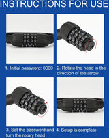 2 fietsslot, cijferslot, cijfercode-combinatieslot, mini draagbaar, kan vrij worden gecombineerd voor fiets, motorfiets, poort, hek (zwart)