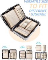 Packing Cubes rugzak, kledingtassen, 7-delige reiskoffer-organizerset, uitbreidbare kofferorganizer voor vakantie en reizen, ivoor