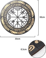 Vikingdecoratie Scandinavische mythologie runen kompas levensboom wanddecoratie hout woonkamer woning home wanddecoratie, geel, 4 stuks
