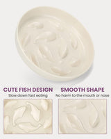 Anti-schrokbak voor katten en kleine honden, antislip, langzaam eten hond met hoge rand tegen uitvallen (16 x 16 cm, wit)