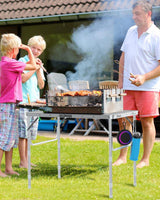 Grilltafel, outdoor, inklapbaar, 90 x 60 cm, campingtafel, inklapbaar, in 3 hoogtes verstelbaar, tuintafel, campingtafel, licht en draagbaar, kleine barbecuetafel voor picknick en camping
