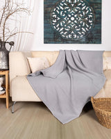 Premium mousseline sprei 220x240 cm XXL - 100% katoen - extra zachte katoenen deken als knuffeldeken, bedsprei, sofa-overtrek, sofa-overtrek - warme bankdeken (grijs)