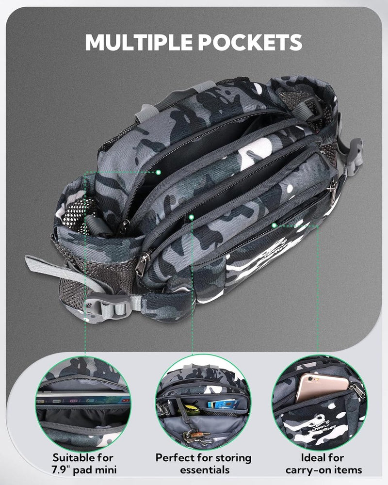 heuptas, buiktas met flessenhouder en vak voor mobiele telefoon, waterdichte multifunctionele reis-heuptas, geschikt voor outdoor-activiteiten, sport, kamperen, uitstapje, joggen, wandelen, klimmen, fietsen, trekking