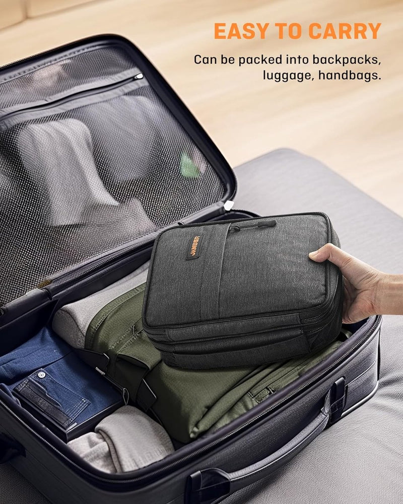 Kabeltas met grote capaciteit, geüpgraded multifunctionele kabeltas, organizer voor powerbank, SD-kaart, USB-stick, mobiele telefoonaccessoires, vakantie, Tech Pouch (donkergrijs), donkergrijs,