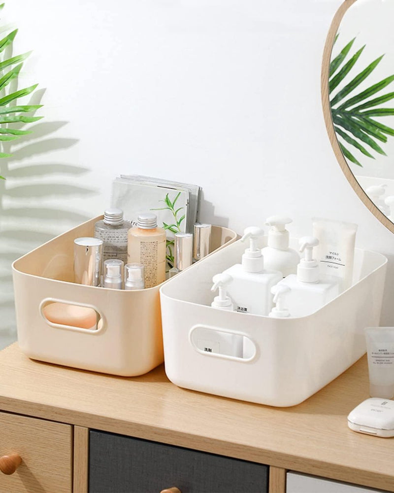 Opbergmanden, kunststof, groot formaat, 30 x 20 x 12 cm, kleurrijke kastorganizer, keuken, stapelbaar met handgrepen, manden, opslag, keukenkast, organizer, box, kast, mand, opslag