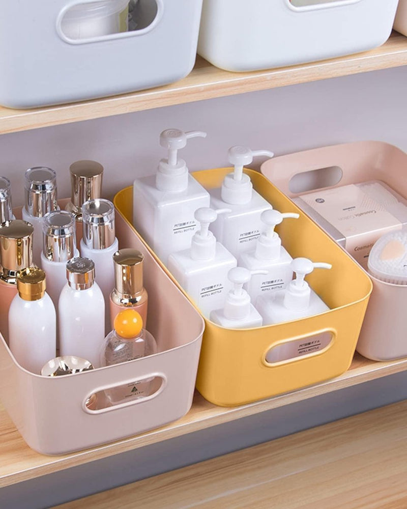 Opbergmanden, kunststof, groot formaat, 30 x 20 x 12 cm, kleurrijke kastorganizer, keuken, stapelbaar met handgrepen, manden, opslag, keukenkast, organizer, box, kast, mand, opslag