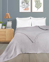 LAYNENBURG Mousseline Sprei 180x220 Cm | 100% Katoen | 4-lags | OEKO-TEX Gecertificeerd | Blauwe Mirga