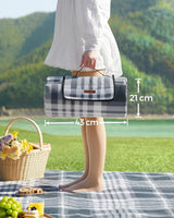 Picknickdeken, 300 x 200 cm, groot, campingdeken, voor park, tuin, strand, waterdicht, opvouwbaar, grijs-wit
