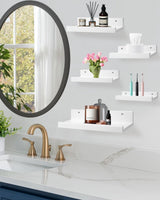 Wandrek, wit, zwevende haken, set van 5, wandplank, kinderkamer, wandplank, wit, woondecoratie, wandplank, 12 schroeven, inclusief voor woonkamer, badkamer, keuken, slaapkamer, kantoor