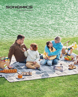 Picknickdeken, 300 x 200 cm, groot, campingdeken, voor park, tuin, strand, waterdicht, opvouwbaar, grijs-wit