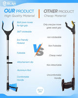 Kindervuilnistang 26" aluminium vuilnistang, roterende vuilnisgrijper, antislip rubberen grijper, opvouwbare vuilnistang voor kinderen, lange grijparm, grijphulp voor mensen met een handicap