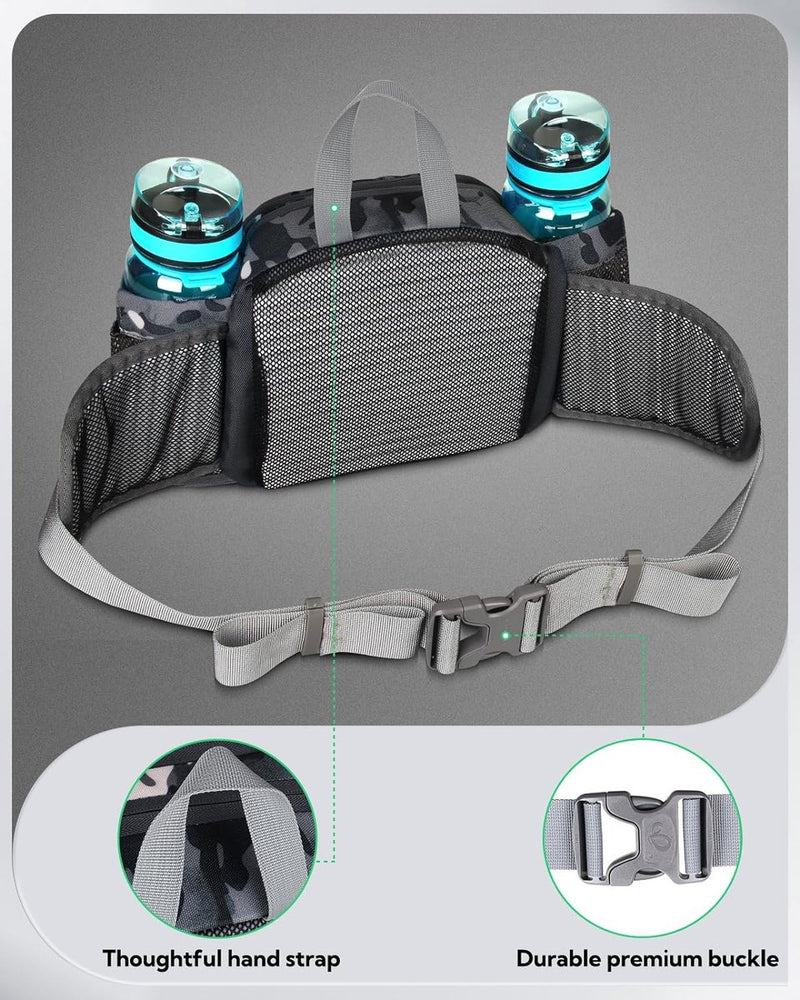 heuptas, buiktas met flessenhouder en vak voor mobiele telefoon, waterdichte multifunctionele reis-heuptas, geschikt voor outdoor-activiteiten, sport, kamperen, uitstapje, joggen, wandelen, klimmen, fietsen, trekking