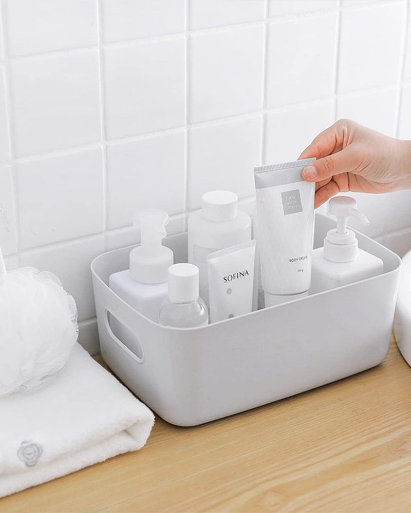 Opbergmanden, kunststof, groot formaat, 30 x 20 x 12 cm, kleurrijke kastorganizer, keuken, stapelbaar met handgrepen, manden, opslag, keukenkast, organizer, box, kast, mand, opslag