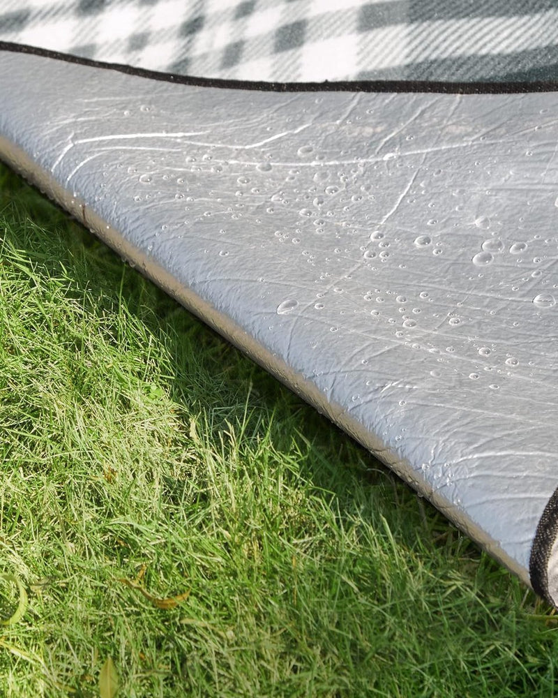 Picknickdeken, 300 x 200 cm, groot, campingdeken, voor park, tuin, strand, waterdicht, opvouwbaar, grijs-wit