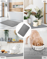 Badmat, antislip, badmat, douchemat, sneldrogend, 100% natuurlijke badmat, steen, absorberende badmat, steentapijt, badkamertapijt, 60 x 39 cm, donkergrijs golvend