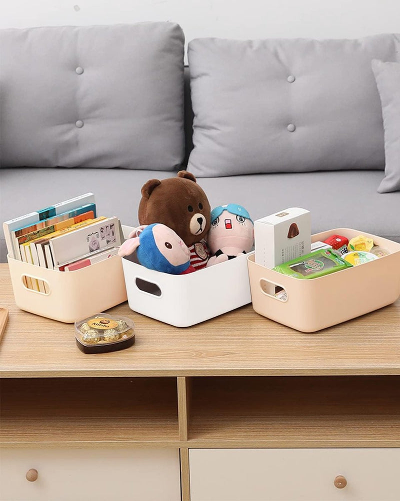 Opbergmanden, kunststof, groot formaat, 30 x 20 x 12 cm, kleurrijke kastorganizer, keuken, stapelbaar met handgrepen, manden, opslag, keukenkast, organizer, box, kast, mand, opslag