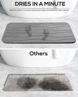 Badmat, antislip, badmat, douchemat, sneldrogend, 100% natuurlijke badmat, steen, absorberende badmat, steentapijt, badkamertapijt, 60 x 39 cm, donkergrijs golvend