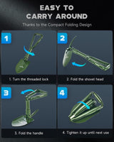 Opvouwbare schep, multifunctionele klapschep, tuinschep, campingschep, plantenschep, handschep, van koolstofstaal, sneeuwschoppen voor tuin, outdoor, groen