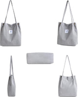 Schoudertas dames - 2 stuks corduroy tas dames schoudertas shopper dames hengseltas voor dagelijks gebruik, kantoor, schooluitstapje en winkelen