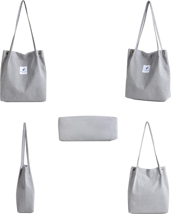 Schoudertas dames - 2 stuks corduroy tas dames schoudertas shopper dames hengseltas voor dagelijks gebruik, kantoor, schooluitstapje en winkelen