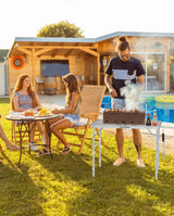 Grilltafel, outdoor, inklapbaar, 90 x 60 cm, campingtafel, inklapbaar, in 3 hoogtes verstelbaar, tuintafel, campingtafel, licht en draagbaar, kleine barbecuetafel voor picknick en camping