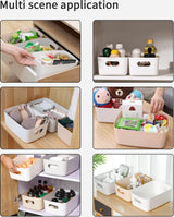 Opbergmanden, kunststof, groot formaat, 30 x 20 x 12 cm, kleurrijke kastorganizer, keuken, stapelbaar met handgrepen, manden, opslag, keukenkast, organizer, box, kast, mand, opslag