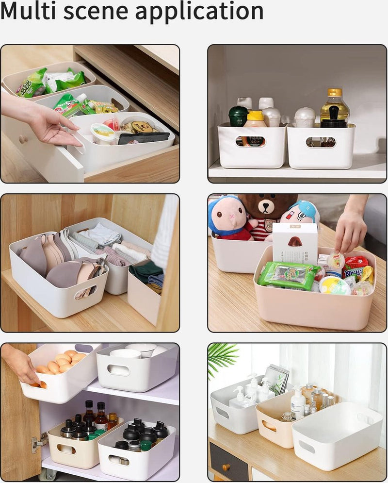 Opbergmanden, kunststof, groot formaat, 30 x 20 x 12 cm, kleurrijke kastorganizer, keuken, stapelbaar met handgrepen, manden, opslag, keukenkast, organizer, box, kast, mand, opslag