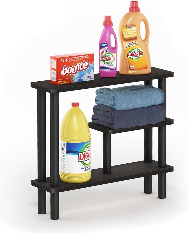 ruimtebesparend opbergrek, hout, espresso/zwart, 14,5 x 53 x 46,61 cm