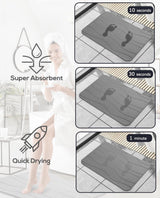 Badmat, antislip, badmat, douchemat, sneldrogend, 100% natuurlijke badmat, steen, absorberende badmat, steentapijt, badkamertapijt, 60 x 39 cm, donkergrijs golvend