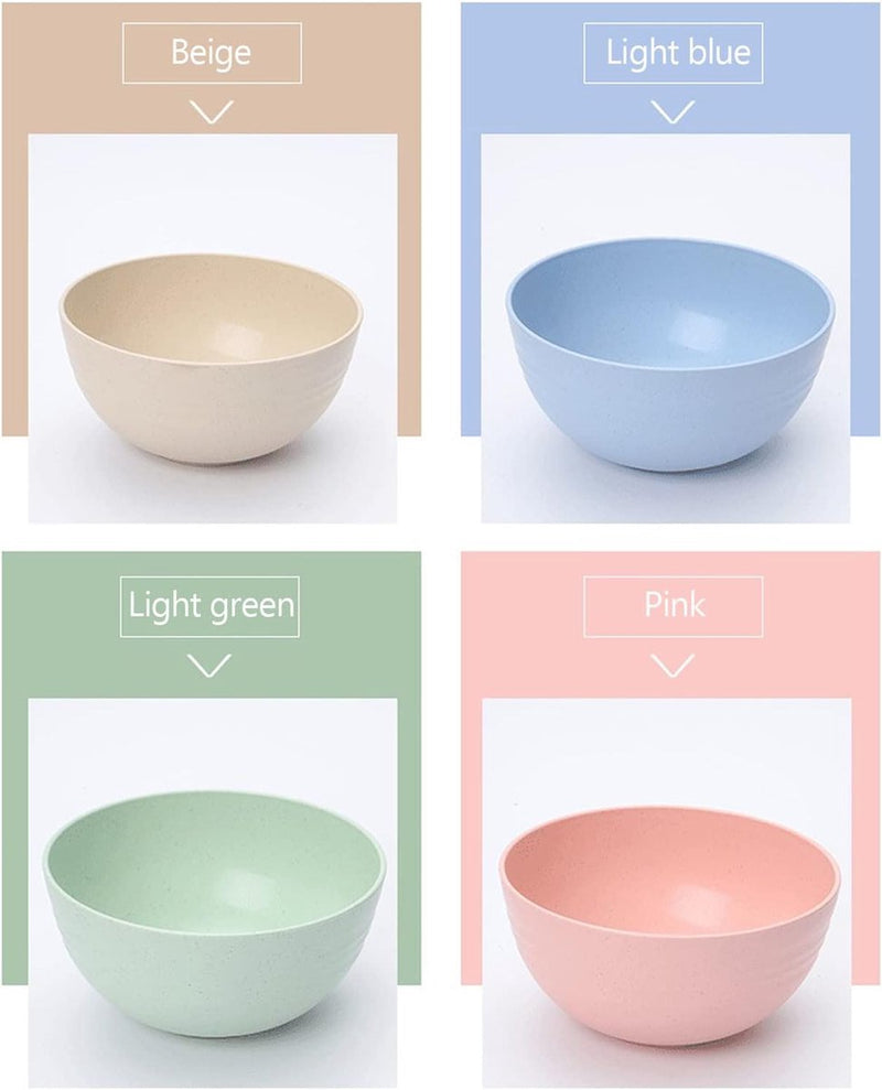 800 ml ontbijtgranen/slakommen groot, set van 4, diameter 14 cm, onbreekbare ontbijtgranenkom van kunststof, BPA-vrij, lichtgewicht, milieuvriendelijk, voor soepen, rijst, noedels, salade, ramen, fruitschaal, volwassenen