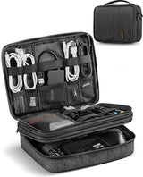 Kabeltas met grote capaciteit, geüpgraded multifunctionele kabeltas, organizer voor powerbank, SD-kaart, USB-stick, mobiele telefoonaccessoires, vakantie, Tech Pouch (donkergrijs), donkergrijs,