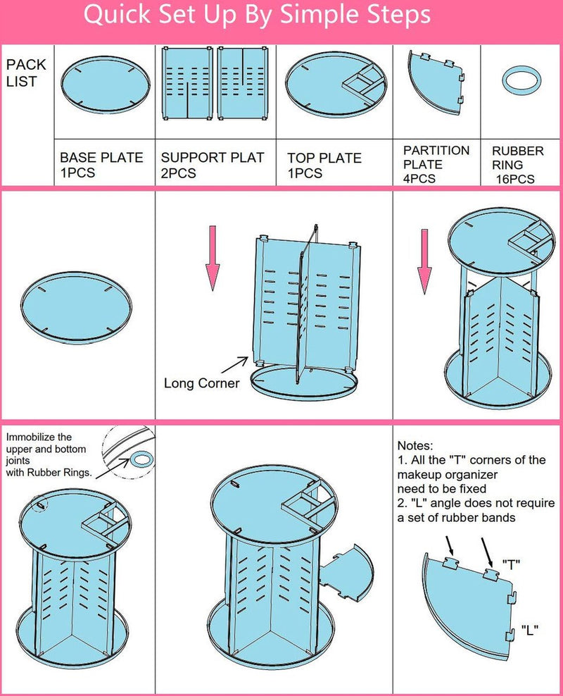 360° roterende make-up organizer, verstelbare multifunctionele cosmetische opbergdoos, grote capaciteit sieraden parfum displaystandaard (transparant)