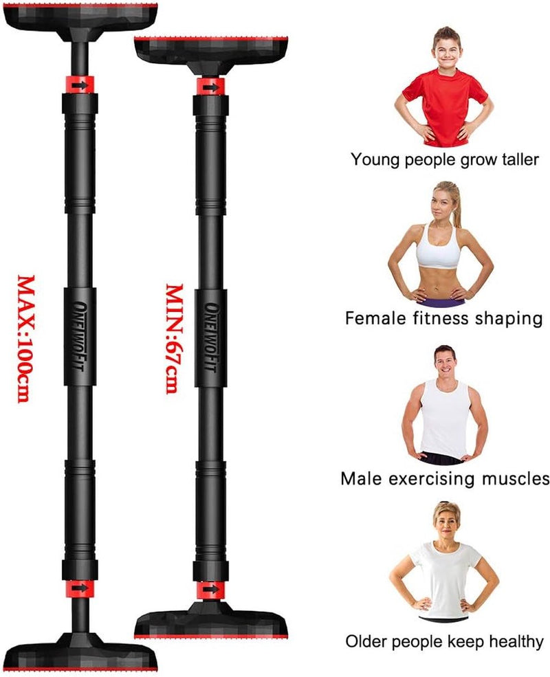 Optrekstang verstelbaar op deurenbreedte 70-90 cm met antislipmat en veiligheidsslot Gemaakt van zwaar staal Maximaal gebruikersgewicht tot 440 lb
