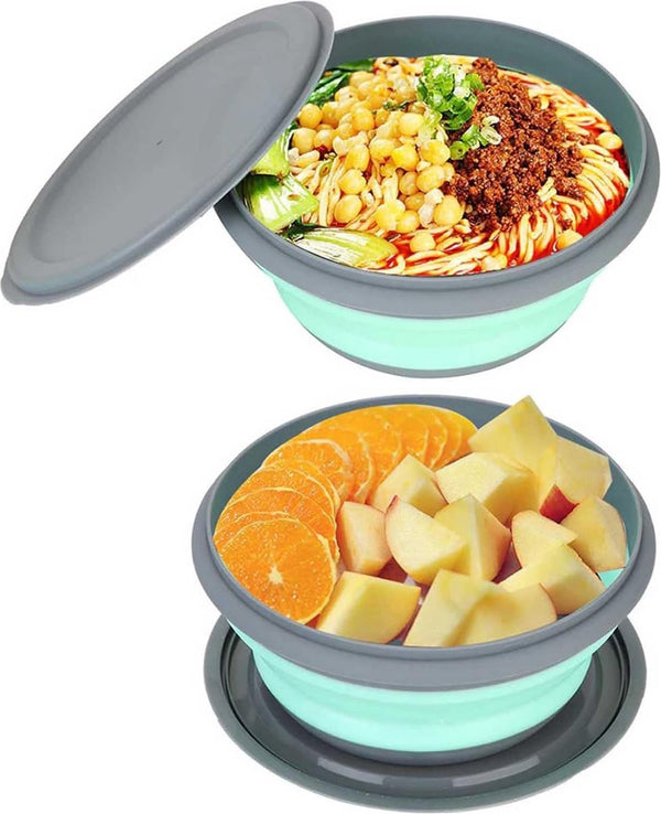 Opvouwbare kom, 3 stuks, siliconen, draagbare opvouwbare kom, campingvershouddozen, ronde vershouddoos, opvouwbare fruitslakom voor kamperen, wandelen, keuken, school buiten, 300/600/1000 ml