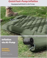 Camping isomat, zelfopblazend met voetpomp, 12 cm ultra-dik, verbeterde ondersteuning, opblaasbaar campingmatras, ultralicht, waterdicht, outdoor luchtmatras voor wandelen, rugzak