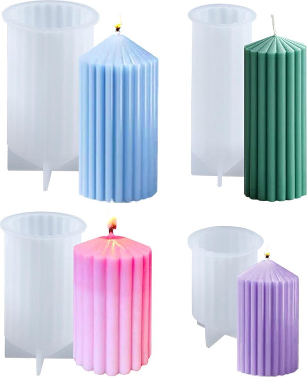 Kaarsenvormen voor gieten, siliconen kaarsenvorm, zuilkaars, siliconen kaarsvormen, 4 stuks