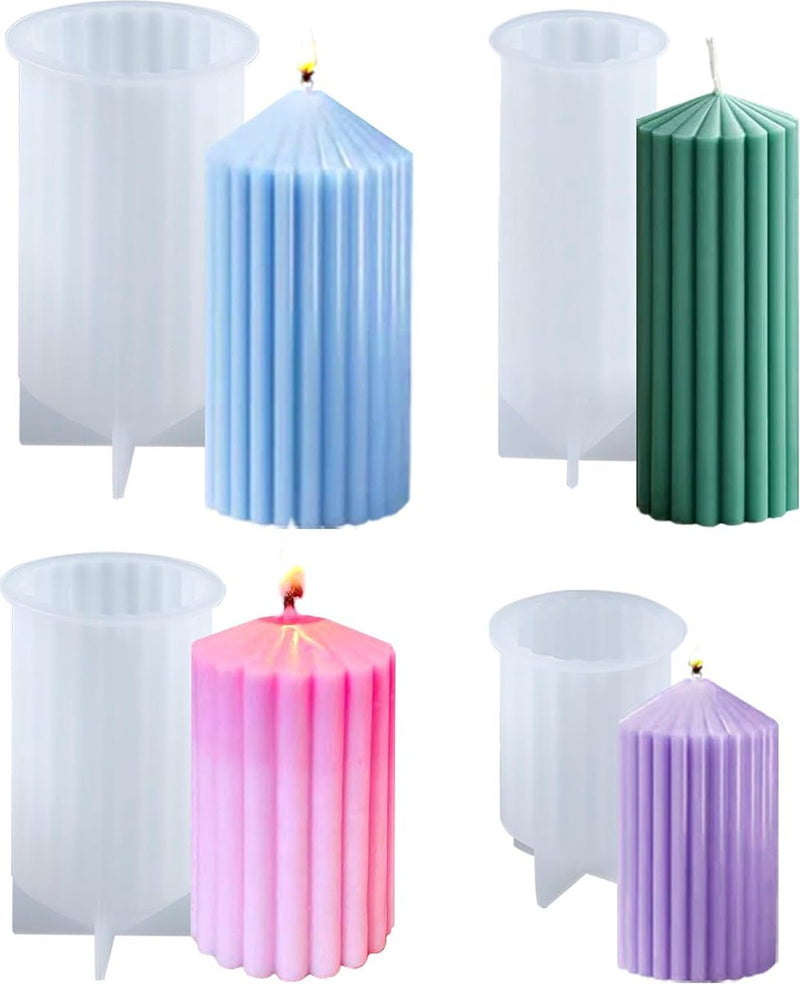 Kaarsenvormen voor gieten, siliconen kaarsenvorm, zuilkaars, siliconen kaarsvormen, 4 stuks
